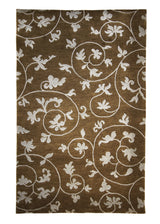 Oriental Rug Indian Handmade Area Transitional 3'6"x5'5" (4x5) Brown Red Floral Design #A21466