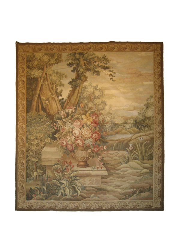 Oriental Rug Chinese Handmade Area Traditional 6'0"x7'0" (6x7) Multi-color Brown Red Tapestry Landscape Design #A21494