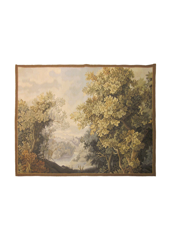 Oriental Rug Chinese Handmade Area Traditional 3'0"x4'0" (3x4) Whites/Beige Brown Blue Tapestry Landscape Design #A21497