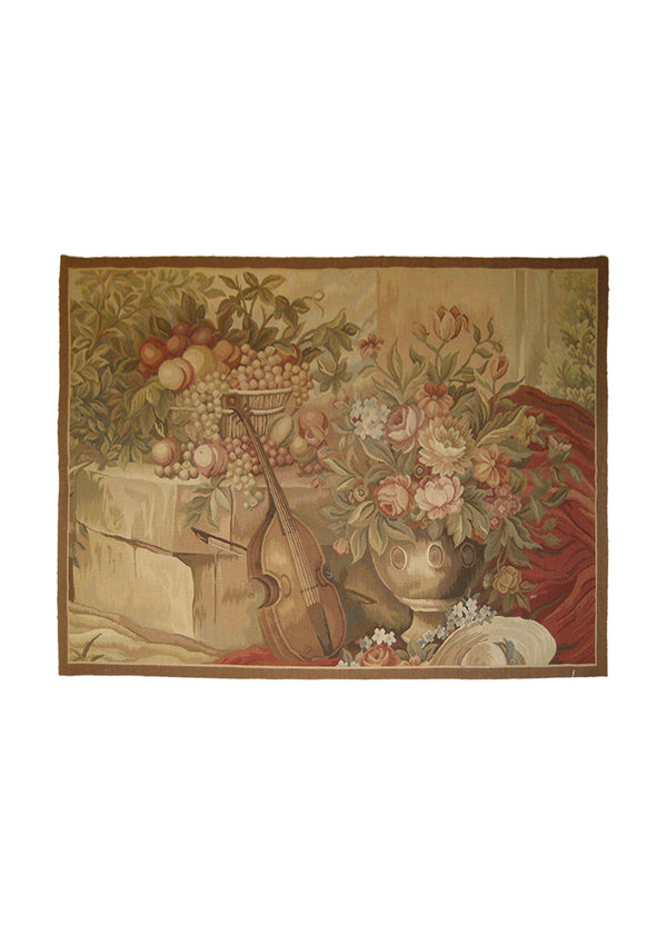 Oriental Rug Chinese Handmade Area Traditional 3'0"x4'0" (3x4) Multi-color Brown Red Tapestry Floral Design #A21500
