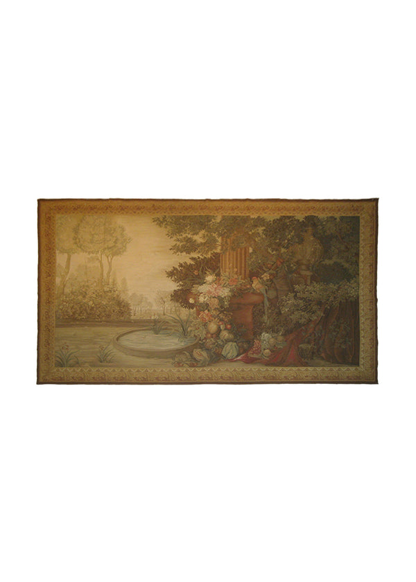 Oriental Rug Chinese Handmade Area Traditional 5'0"x8'3" (5x8) Whites/Beige Brown Green Tapestry Landscape Design #A21505