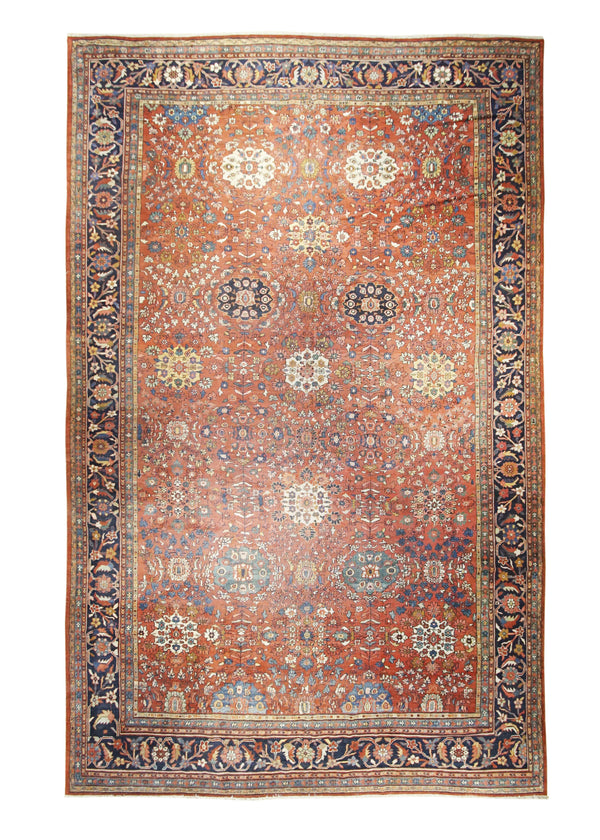 Persian Rug Sultanabad Handmade Area Tribal Antique 11'0"x17'0" (11x17) Red Blue Floral Design #A21510