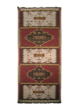 Oriental Rug Indian Handmade Runner Tribal 3'2"x9'7" (3x10) Multi-color Red Brown Dhurrie Tea Washed Geeta Design #A21662