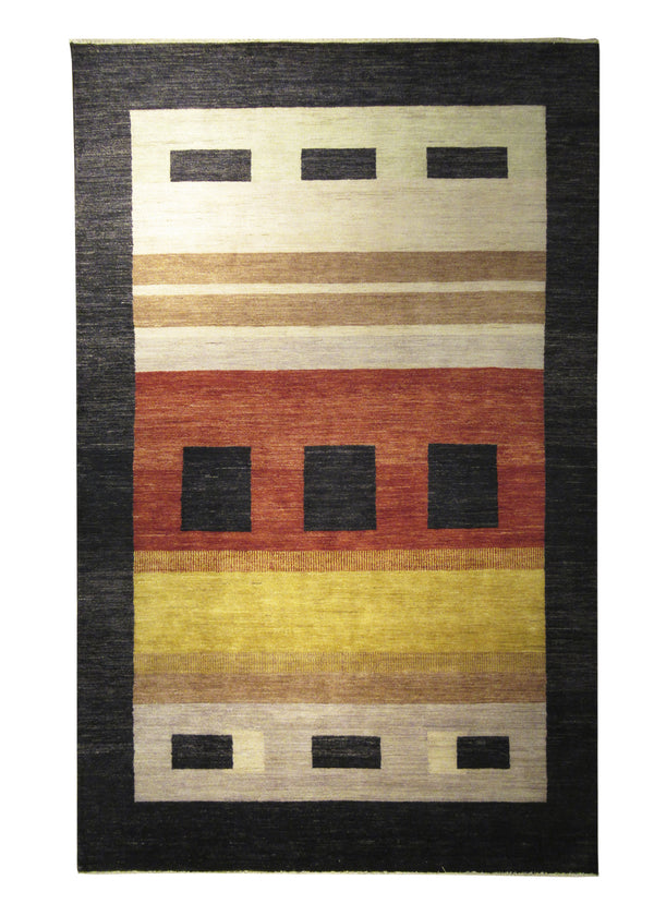 Oriental Rug Pakistani Handmade Area Transitional Tribal 6'5"x10'2" (6x10) Multi-color Blue Red Gabbeh Design #A21789