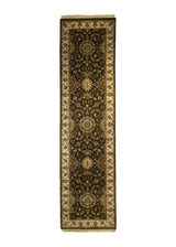 Oriental Rug Indian Handmade Runner Transitional 2'6"x9'11" (3x10) Brown Whites/Beige Tea Washed Oushak Design #A21861