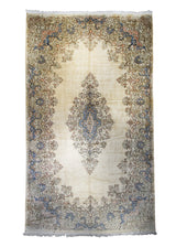 Persian Rug Kerman Handmade Area Traditional 10'5"x18'6" (10x19) Whites/Beige Blue Floral Open Field Design #A21889