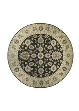 Oriental Rug Indian Handmade Round Transitional 7'9"x7'9" (8x8) Green Yellow/Gold Tea Washed Oushak Design #A22136