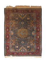 Persian Rug Kashan Handmade Area Traditional 4'9"x7'0" (5x7) Blue Red Whites/Beige Pictorial Adib Design #A22219