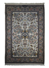 Persian Rug Isfahan Handmade Area Traditional 3'9"x5'7" (4x6) Whites/Beige Green Floral Design #A22229