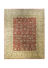 Oriental Rug Indian Handmade Area Transitional 8'0"x9'10" (8x10) Red Whites/Beige Tea Washed Oushak Design #A22279