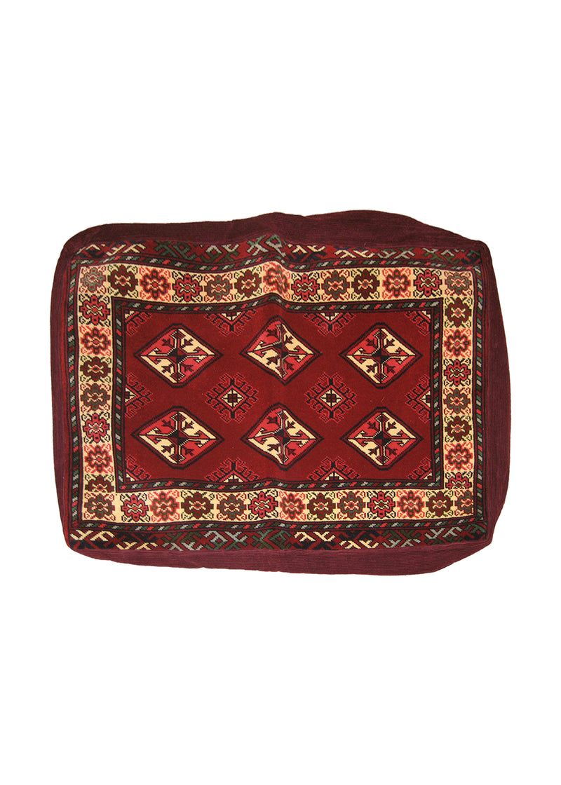 Persian Rug Turkmen Handmade Pillow Tribal 2'0"x2'9" (2x3) Red Geometric Bokhara Elephant Foot Design #A22333