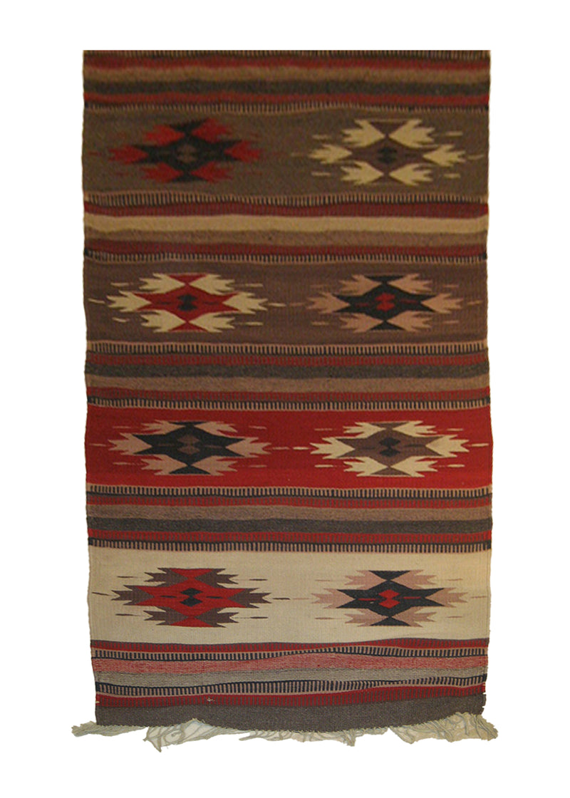 Native American Rug South America Handmade Runner Tribal 2'7"x9'11" (3x10) Red Gray Geometric Design #A22353