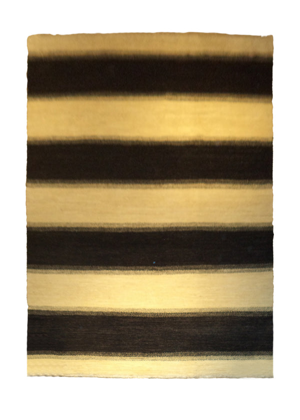 Oriental Rug Pakistani Handmade Area Transitional 6'8"x9'11" (7x10) Whites/Beige Blue Antique Washed Gabbeh Stripes Design #A22359