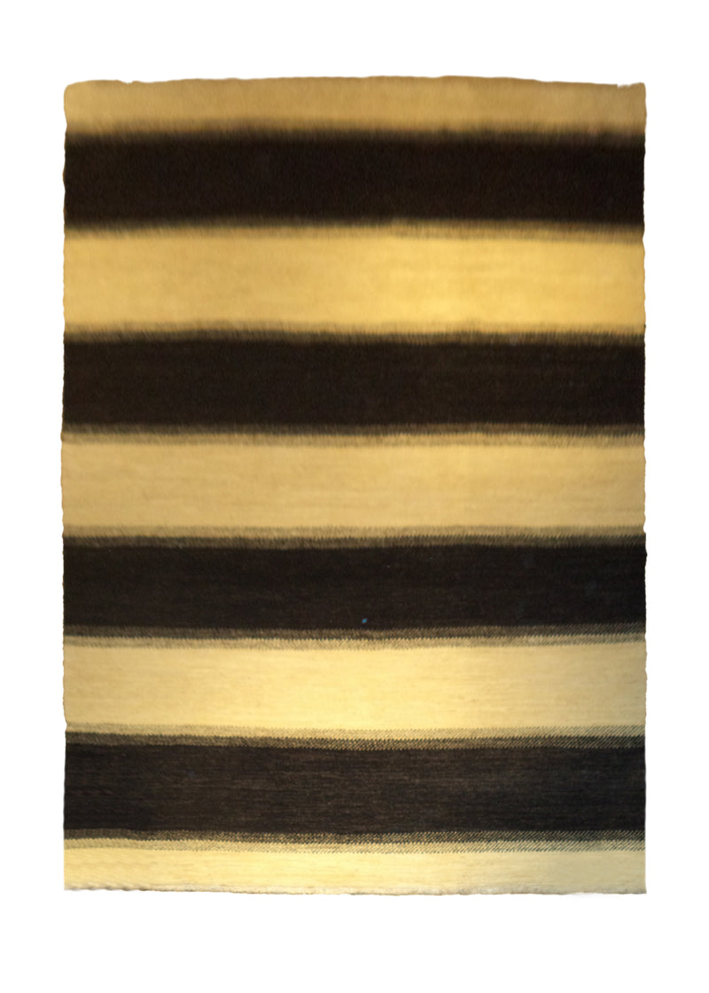 Oriental Rug Pakistani Handmade Area Transitional 6'8"x9'11" (7x10) Whites/Beige Blue Antique Washed Gabbeh Stripes Design #A22359