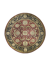Oriental Rug Indian Handmade Round Transitional 8'3"x8'3" (8x8) Red Black Tea Washed Design #A22465