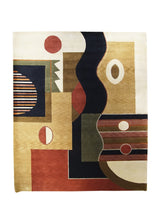 Oriental Rug Indian Handmade Area Modern 8'3"x9'10" (8x10) Multi-color Whites/Beige Art Deco Abstract Design #A22511