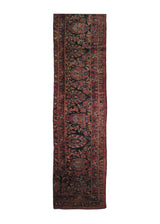 Persian Rug Sarouk Handmade Runner Traditional Antique 1'10"x8'1" (2x8) Red Blue Floral Partition Design #A22605