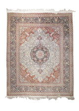 Oriental Rug Kashmiri Handmade Area Traditional 7'9"x9'8" (8x10) Whites/Beige Blue Floral Design #A22669