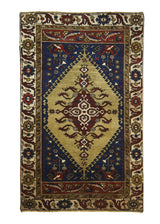 Oriental Rug Turkish Handmade Area Tribal 3'5"x5'1" (3x5) Whites/Beige Blue Geometric Design #A22672