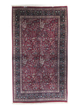Oriental Rug Indian Handmade Area Traditional 4'1"x7'0" (4x7) Red Blue Tree of Life Animals Design #A22764
