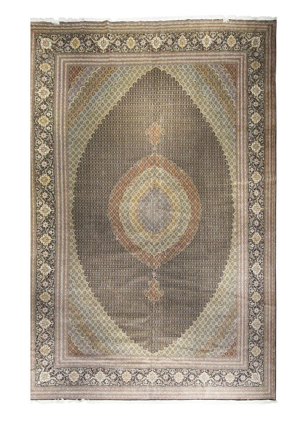 Persian Rug Tabriz Handmade Area Traditional 13'4"x19'8" (13x20) Blue Green Mahi Fish Design #A22884