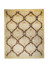 Oriental Rug Pakistani Handmade Area Transitional 7'9"x9'6" (8x10) Brown Whites/Beige Floral Design #A22898