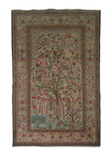 Persian Rug Tehran Handmade Area Traditional Antique 4'4"x6'10" (4x7) Whites/Beige Red Tree of Life Design #A23074