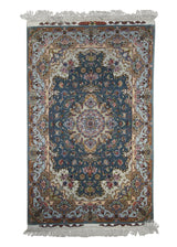 Persian Rug Tabriz Handmade Area Traditional 3'4"x5'2" (3x5) Blue Pink Naghsh Floral Design #A23135