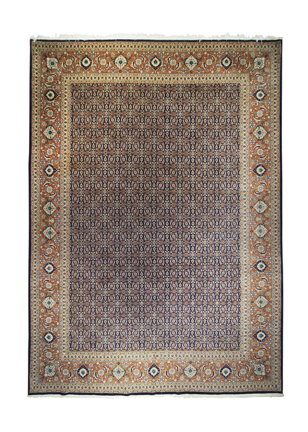 Persian Rug Tabriz Handmade Area Traditional 9'7"x13'4" (10x13) Blue Orange Green Mahi Fish Design #A23238