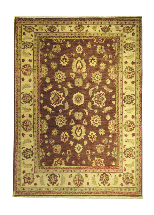Oriental Rug Pakistani Handmade Area Transitional 5'10"x7'11" (6x8) Purple Whites/Beige Antique Washed Oushak Floral Design #A23307