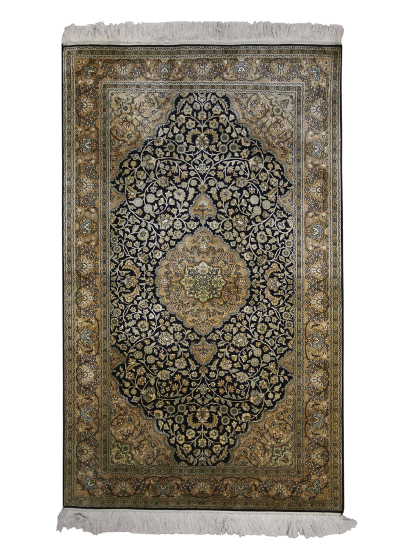 Oriental Rug Chinese Handmade Area Traditional 3'0"x5'0" (3x5) Blue Pink Hereke Floral Design #A23316