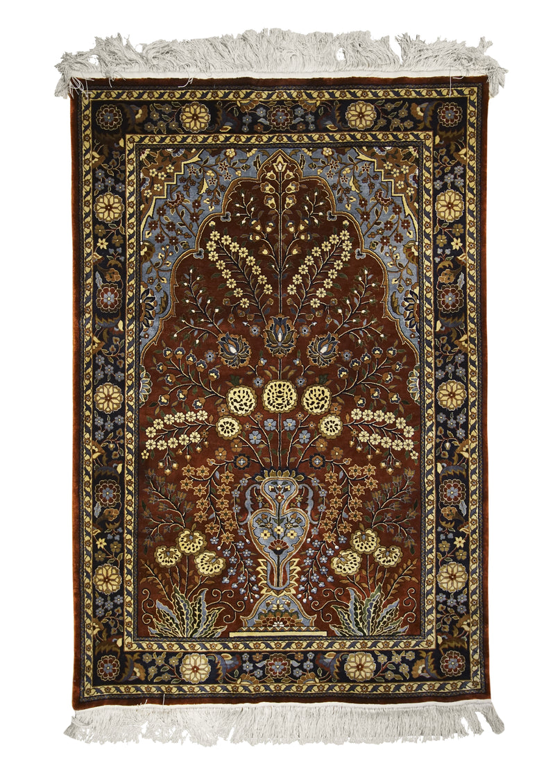 Oriental Rug Chinese Handmade Area Traditional 4'0"x6'0" (4x6) Red Black Blue Tree of Life Design #A23369