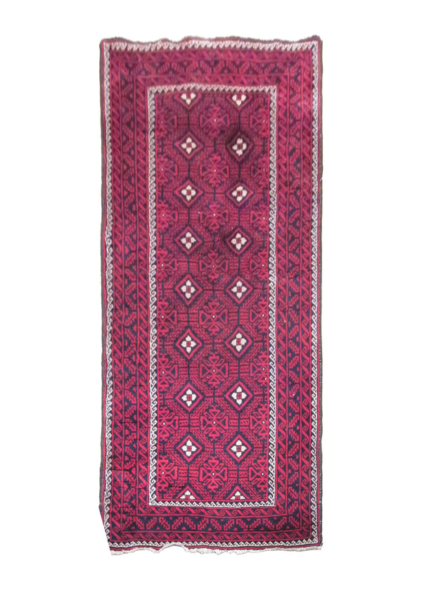Persian Rug Baloch Handmade Area Tribal 3'9"x7'9" (4x8) Red Geometric Design #A23436