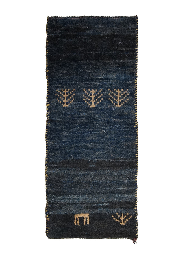Persian Rug Gabbeh Handmade Area Tribal 1'1"x2'10" (1x3) Blue Open Design #A23484