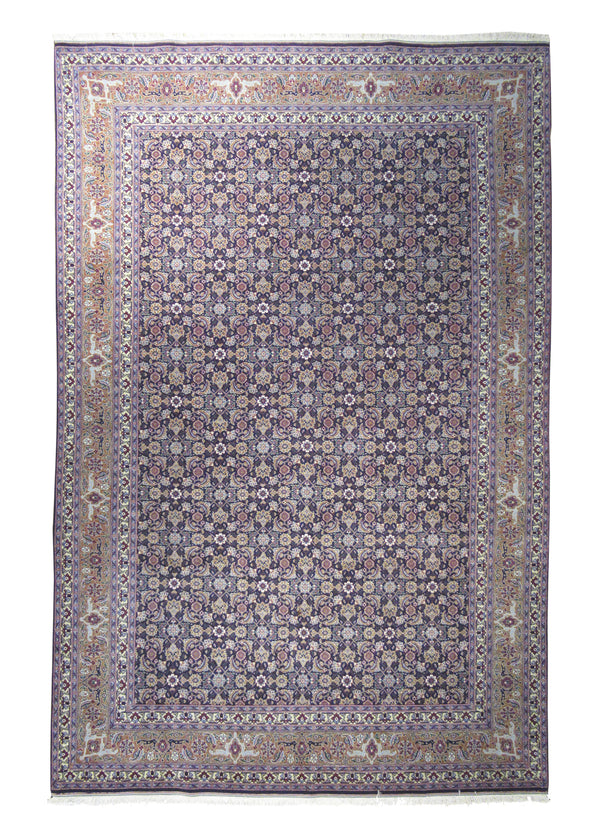 Persian Rug Tabriz Handmade Area Traditional 6'6"x9'6" (7x10) Blue Red Mahi Fish Design #A23501