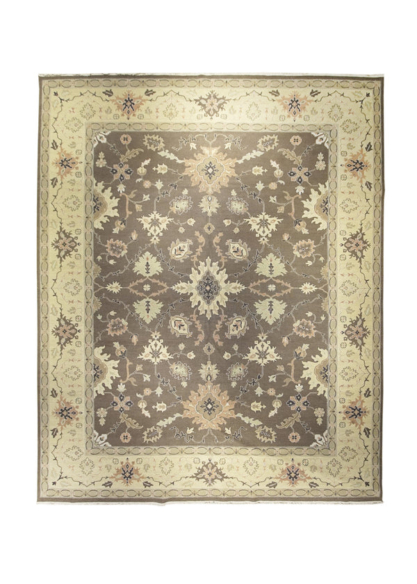 Oriental Rug Indian Handmade Area Transitional 11'11"x14'9" (12x15) Brown Whites/Beige Floral Soumak Design #A23523