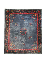 Oriental Rug Chinese Handmade Area Traditional Antique 10'0"x11'5" (10x11) Blue Fetti Open Design #A23596