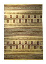Oriental Rug Pakistani Handmade Area Transitional 6'8"x9'7" (7x10) Whites/Beige Blue Red Ghazni Geometric Design #A23617
