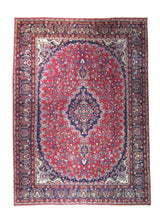Persian Rug Mashhad Handmade Area Traditional 8'0"x10'11" (8x11) Red Blue Floral Design #A23680