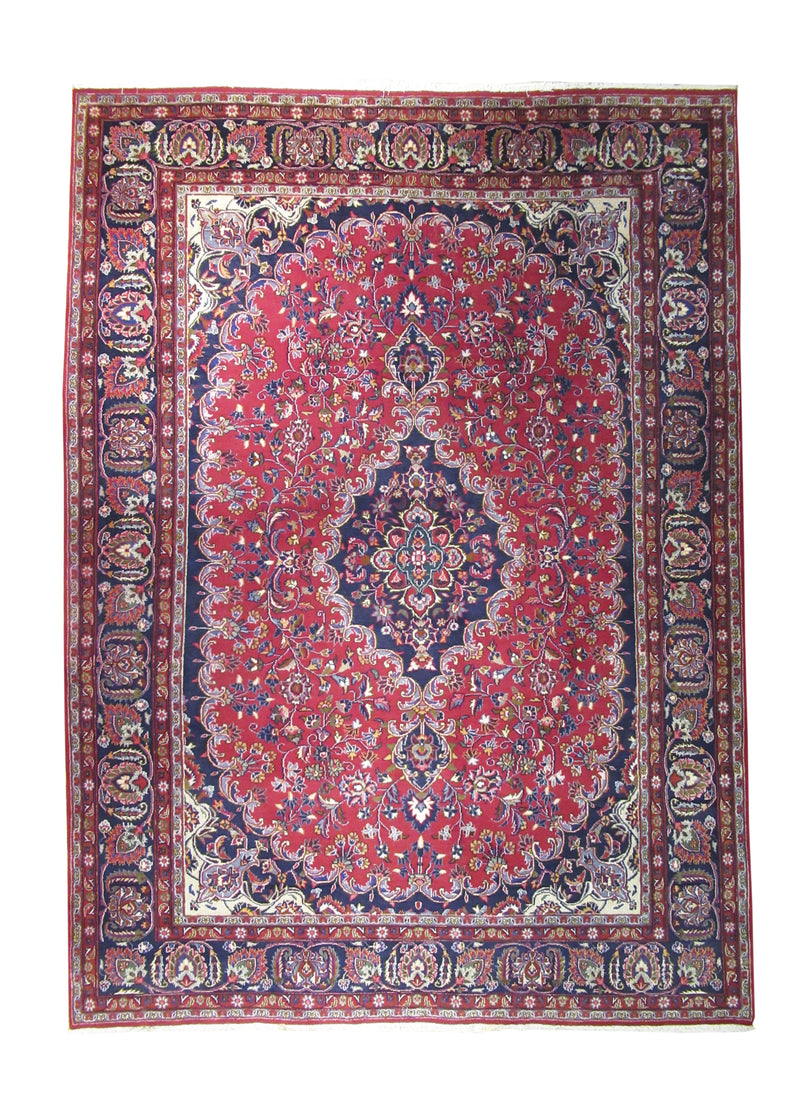 Persian Rug Mashhad Handmade Area Traditional 8'0"x10'11" (8x11) Red Blue Floral Design #A23680