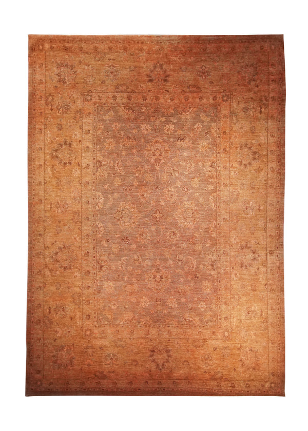 Oriental Rug Pakistani Handmade Area Transitional 8'9"x12'0" (9x12) Yellow/Gold Antique Washed Oushak Floral Design #A23777
