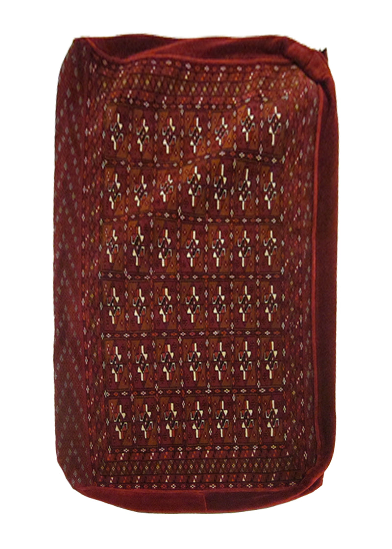 Persian Rug Turkmen Handmade Pillow Tribal 2'4"x3'6" (2x4) Red Elephant Foot Bokhara Design #A23810