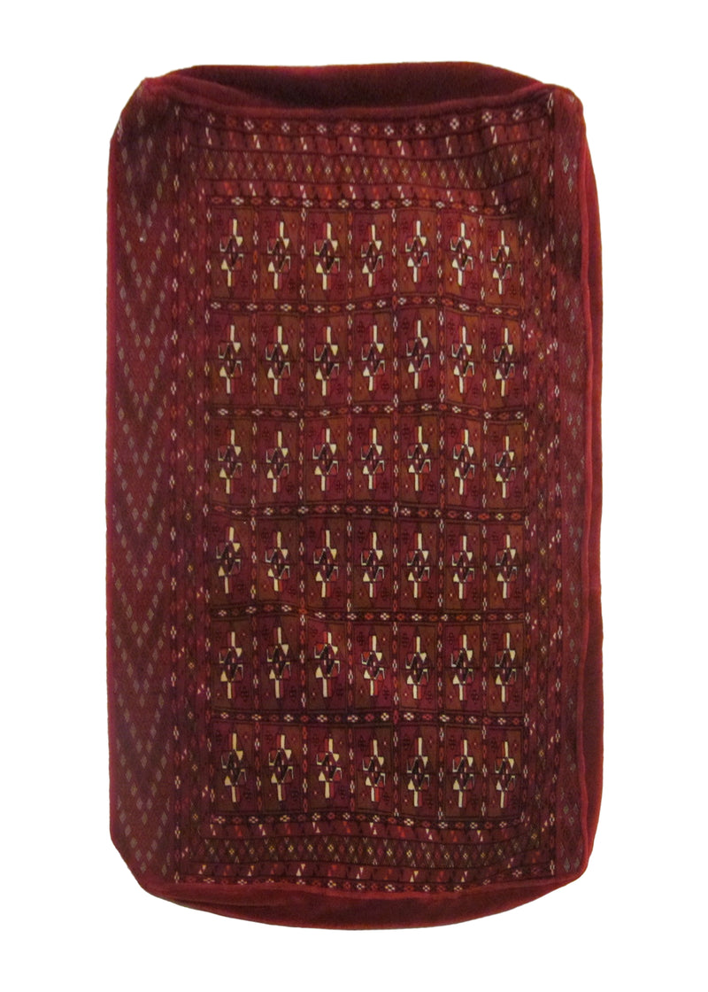 Persian Rug Turkmen Handmade Pillow Tribal 2'4"x3'6" (2x4) Red Elephant Foot Bokhara Design #A23811
