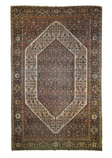 Persian Rug Sarouk Handmade Area Traditional Antique 4'1"x6'6" (4x7) Whites/Beige Blue Orange Geometric Herati Design #A23815