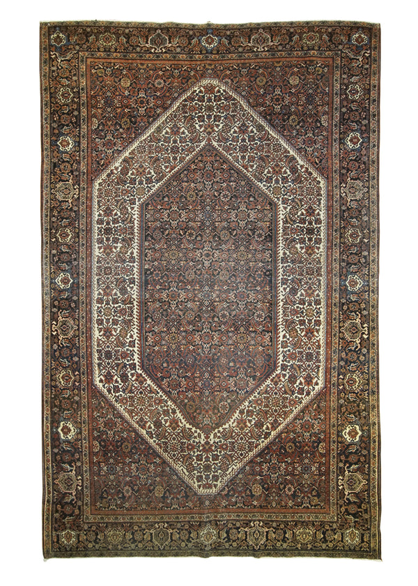 Persian Rug Sarouk Handmade Area Traditional Antique 4'1"x6'6" (4x7) Whites/Beige Blue Orange Geometric Herati Design #A23815