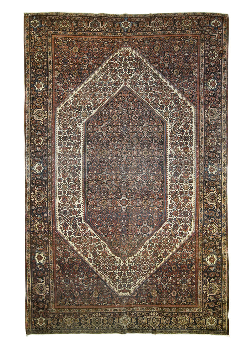 Persian Rug Sarouk Handmade Area Traditional Antique 4'1"x6'6" (4x7) Whites/Beige Blue Orange Geometric Herati Design #A23815