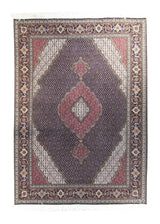 Persian Rug Tabriz Handmade Area Traditional 4'11"x6'10" (5x7) Blue Red Mahi Fish Floral Design #A23825
