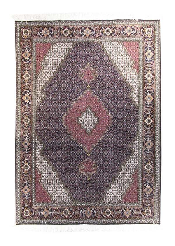 Persian Rug Tabriz Handmade Area Traditional 4'11"x6'10" (5x7) Blue Red Mahi Fish Floral Design #A23825