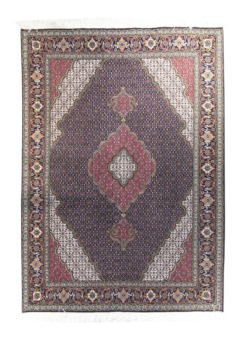 Persian Rug Tabriz Handmade Area Traditional 4'11"x6'10" (5x7) Blue Red Mahi Fish Floral Design #A23825