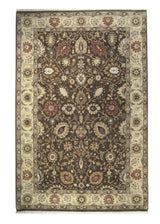 Oriental Rug Indian Handmade Area Transitional 6'1"x9'3" (6x9) Brown Whites/Beige Tea Washed Oushak Design #A23839